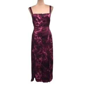 Cinq a Sept Tie Dye Alexa Midi Dress Size 14 Maroon Burgundy Red Pink